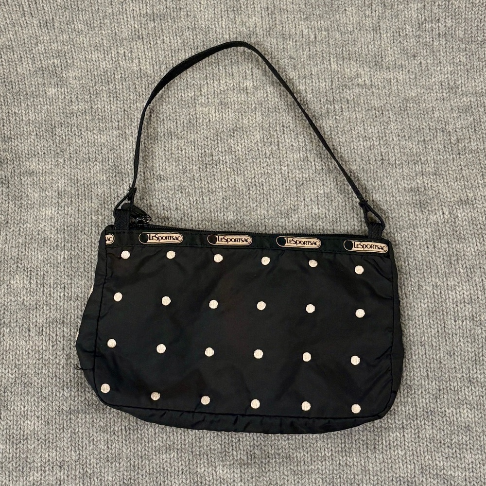 LeSportsac polka dot Mini Shoulder Bag Made in USA embroidered polka dots